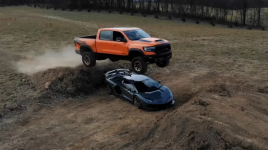 StreetSpeed717 Jumps An Ignition Orange TRX Over A Lambo Aventador SVJ!