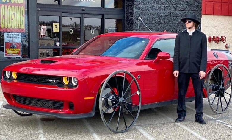 Whistlindiesel with his Dodge Challenger SRT Hellcat with Aluminum Wagon Wheels. (Whistlindiesel).