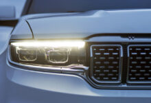 2022 Jeep® Grand Wagoneer front styling teaser. (MoparInsiders).