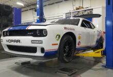 Leah Pruett's new 2021 Dodge Challenger Mopar Drag Pak. (DSR).