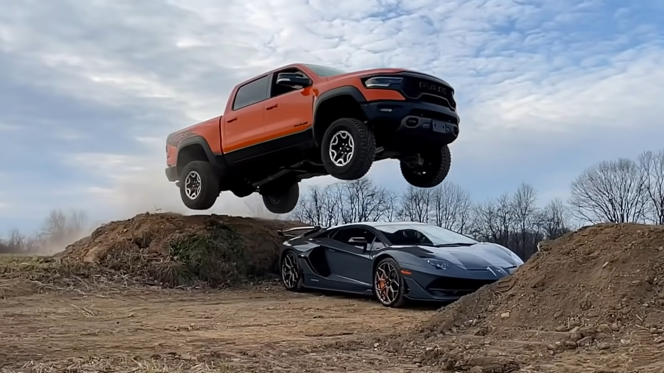 StreetSpeed717 Jumps An Ignition Orange TRX Over A Lambo
