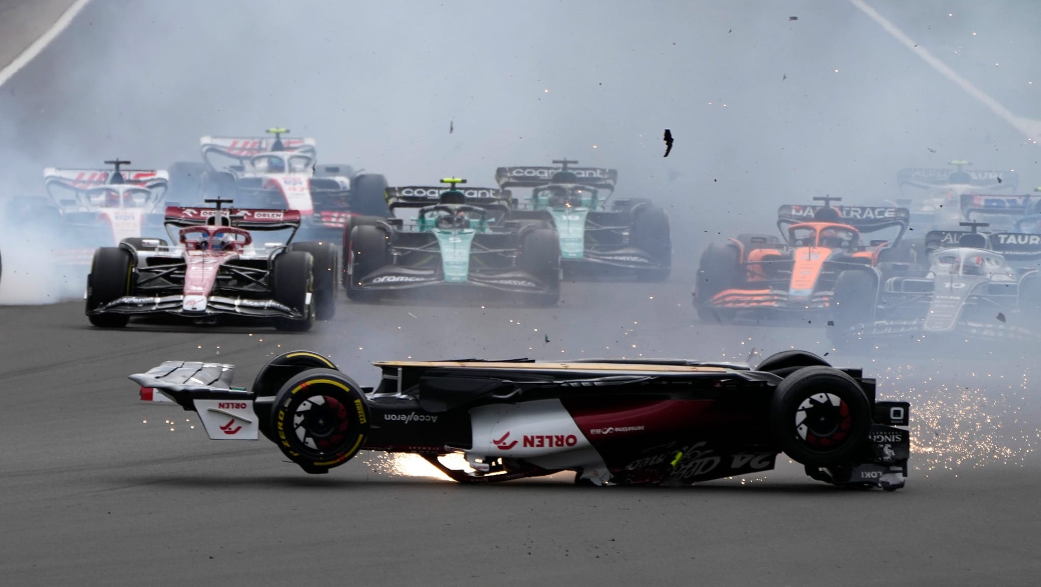 Alfa Romeo F1 Team ORLEN Driver Zhou Guanyu Crashes BIG At British